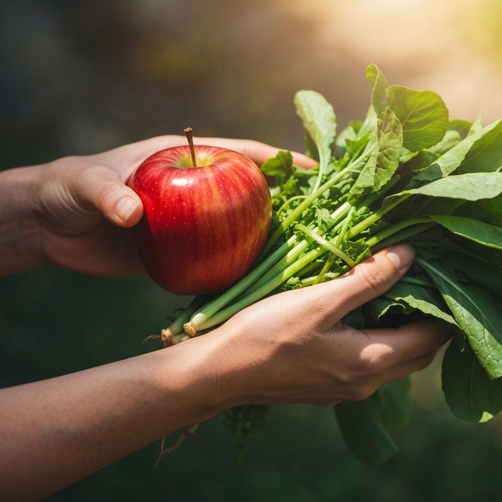 Ruke drže svježe voće i povrće